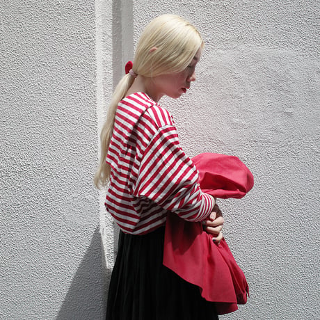 182 sailor collar border tops - passion red