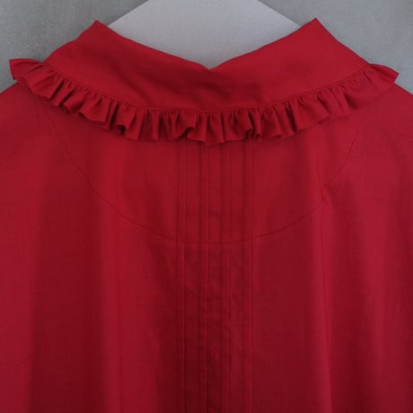 GO GO VINTAGE! TUCK FRILL DRESS - RED