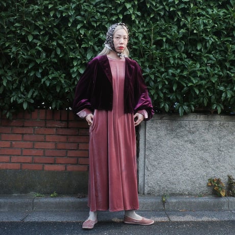 GO GO VINTAGE! VELOUR DRESS - pink diamond