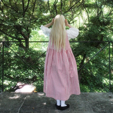 PARASOL STRIPES TUCK DRESS - sunny red