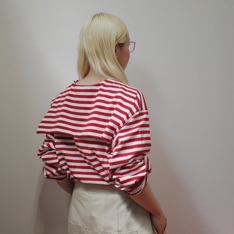 182 sailor collar border tops - passion red