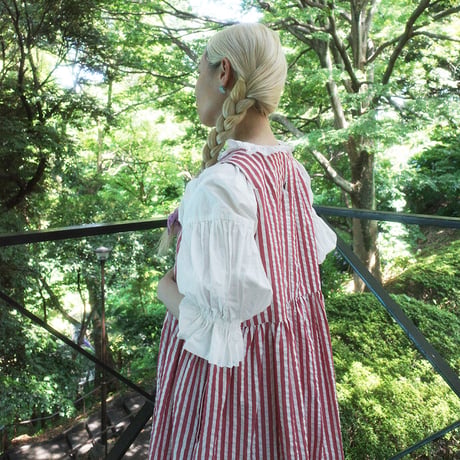 PARASOL STRIPES TUCK DRESS - sunny red