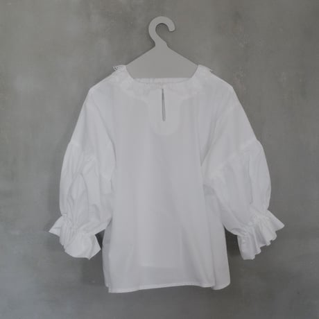 go vintage! frill short blouse - handkerchief white