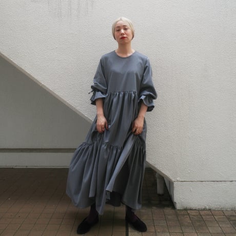 herringbone tiered dress - gray