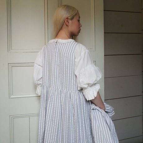 PARASOL STRIPES TUCK DRESS - cloudy gray