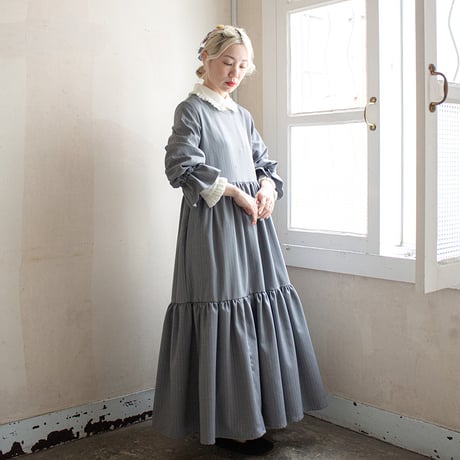 herringbone tiered dress - gray