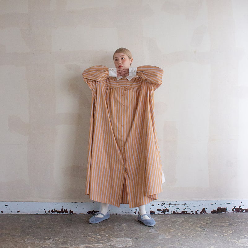 【madder madder】たてしまの切り替えシャツドレス madder madder】たてしまの切り替えシャツドレス