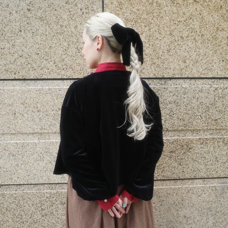 GO GO VINTAGE!  VELOUR BOLERO JACKET - onyx