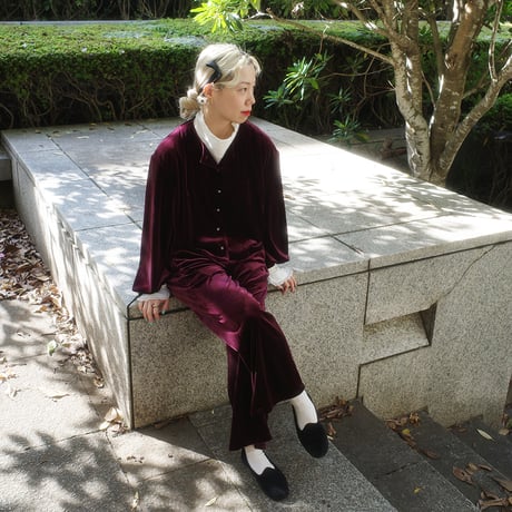 GO GO VINTAGE!  VELOUR BOLERO JACKET - garnet