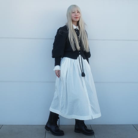 GO GO VINTAGE! TUCK FRILL DRESS - WHITE