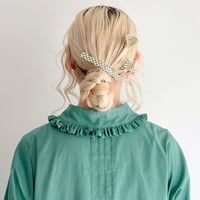 GO GO VINTAGE! TUCK FRILL DRESS -GREEN