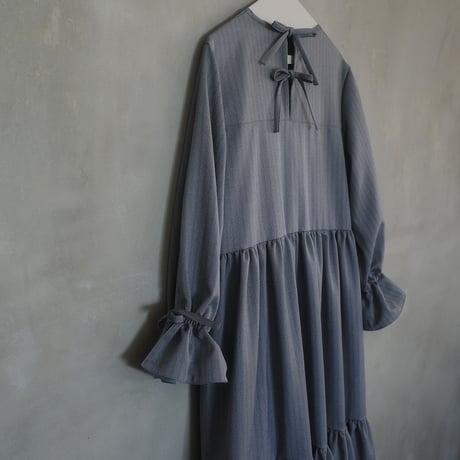 herringbone tiered dress - gray