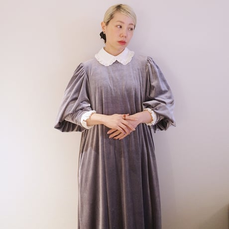 GO GO VINTAGE! VELOUR DRESS - gray diamond