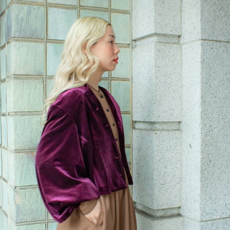GO GO VINTAGE!  VELOUR BOLERO JACKET - garnet