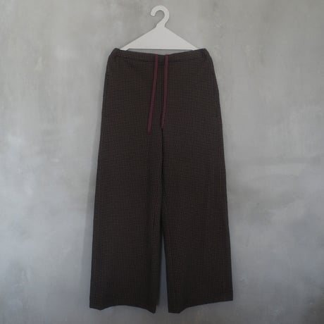 渋かわいいチェックのサッカー素材パンツ(仮) - フォレスト系チェック