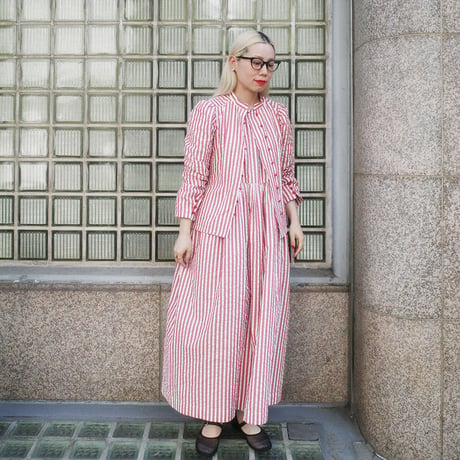PARASOL STRIPES TUCK DRESS - sunny red