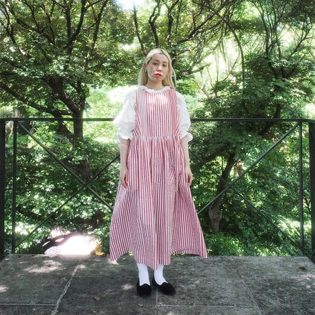 PARASOL STRIPES TUCK DRESS - sunny red
