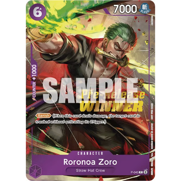 ワンピースカード】Roronoa Zoro P-045 Pre-Release Winner