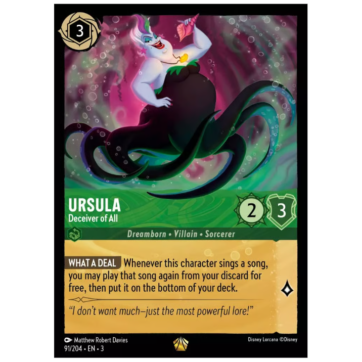 Ursula - Deceiver of All (Enchanted) (212/204) [Into the Inklands] 10 Most  Valuable Enchanted Cards of 2024 - Disney Lorcana