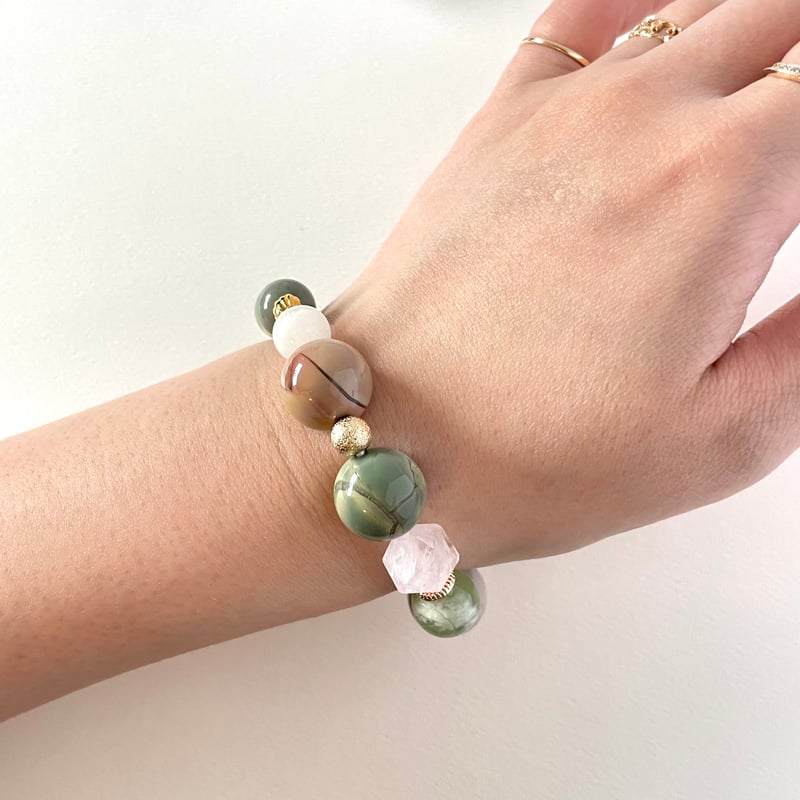 アラシャン ローズクォーツ サーペンティン「悠庵」パワーストーン