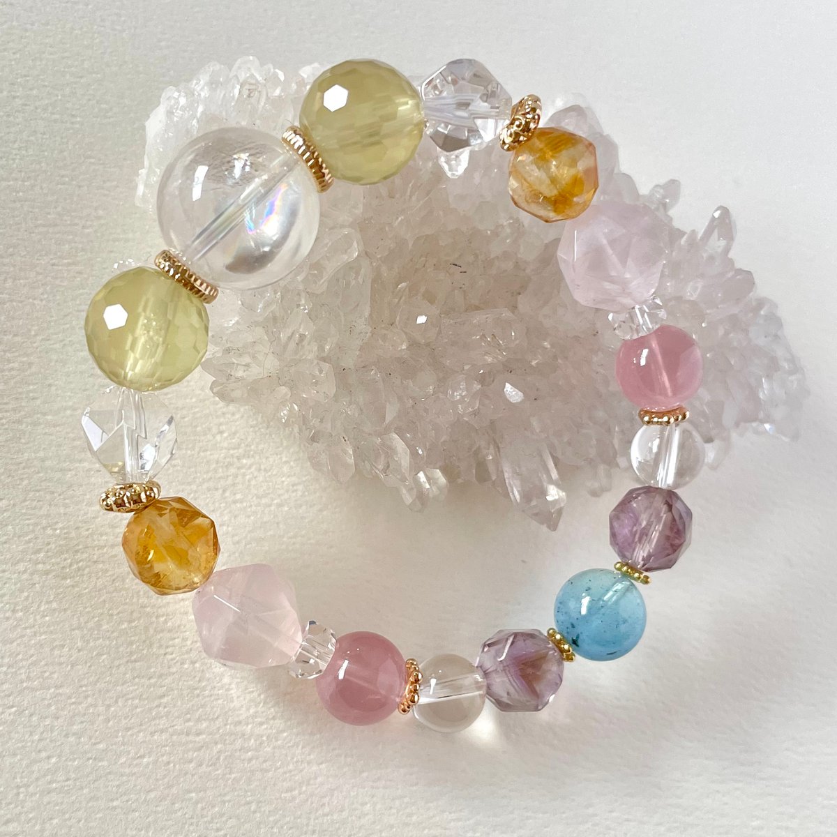 ローズクォーツ アクアマリン「華恋」パワーストーンブレスレット