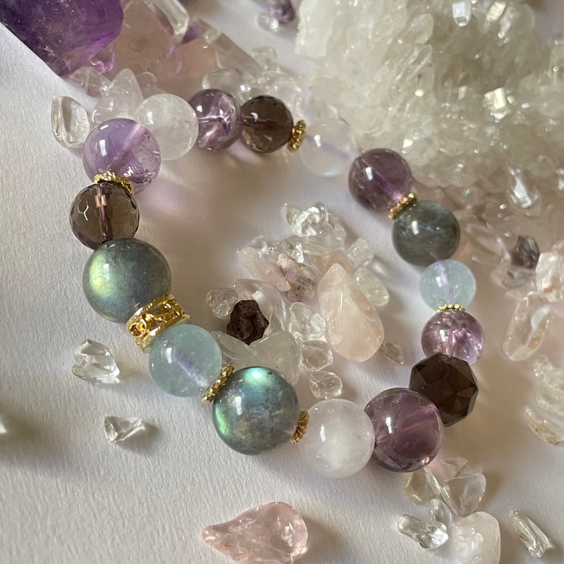 ラブラドライト アメジスト 「宣託の夜」 パワーストーン 天然石お守り