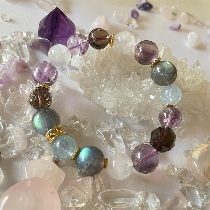 ラブラドライト アメジスト 「宣託の夜」 パワーストーン 天然石お守り