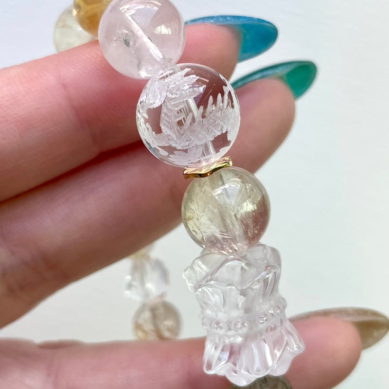 ルチルクォーツ シトリン マニ車手彫り ヒマラヤ産水晶「Golden spirit