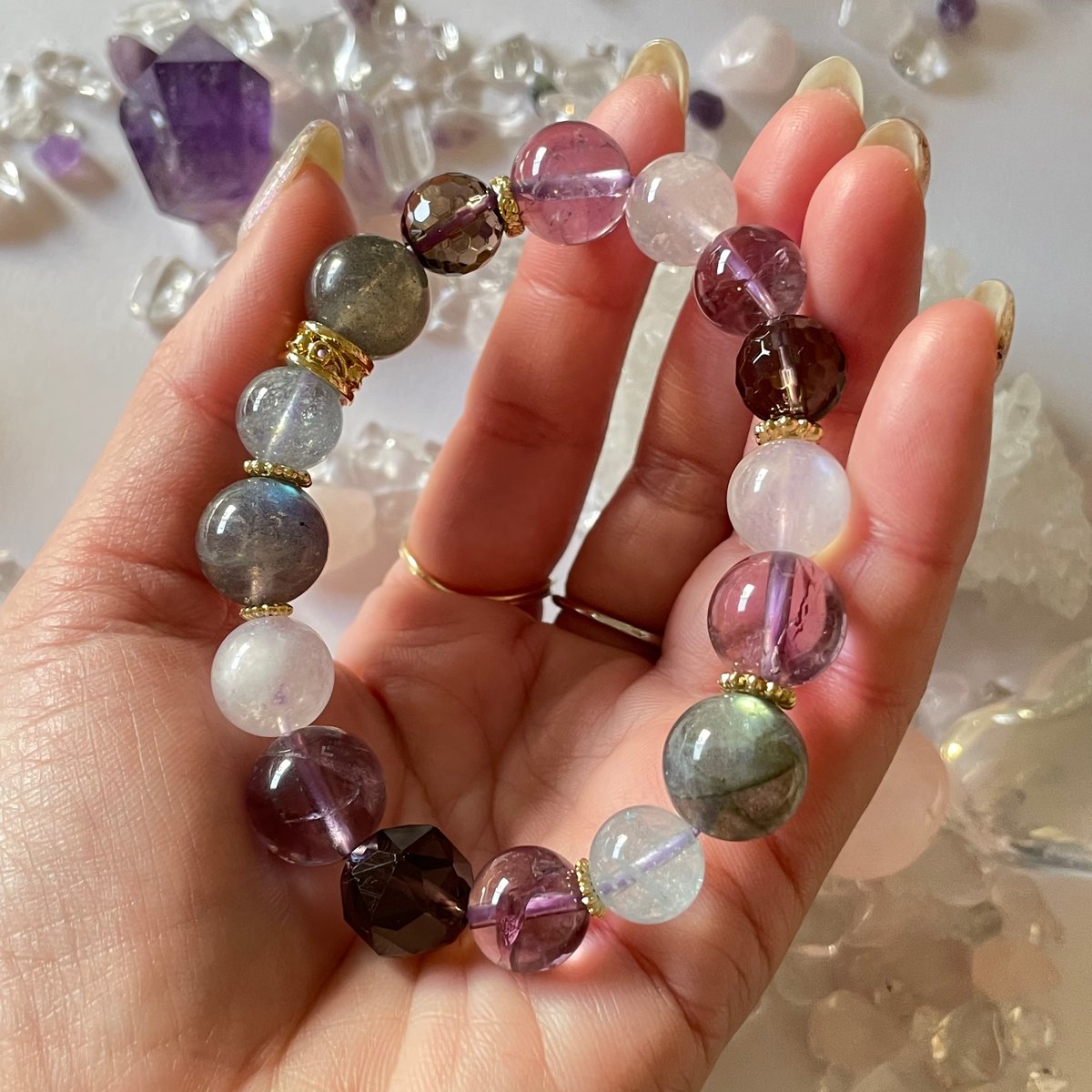 ラブラドライト アメジスト 「宣託の夜」 パワーストーン 天然石お守り