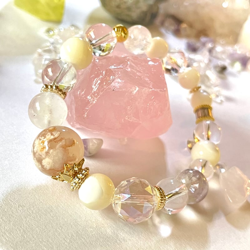 桜瑪瑙 マザーオブパール 水晶「春の星輝く」パワーストーン 桜瑪瑙 マザーオブパール 水晶「春の星輝く」パワーストーン