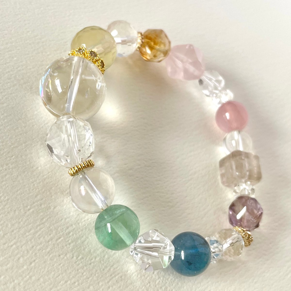 水晶 ローズクォーツ アメジスト「彩羽」パワーストーンブレスレット