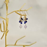 ピアス　ラピスラズリ×水晶×ライトアメジスト