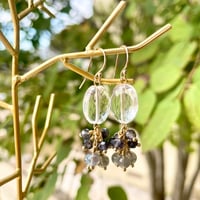 ピアス　水晶×ラブラドライト