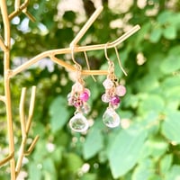 ピアス　水晶×ルビーMIX