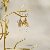 ピアス　水晶×シトリン×ボツワナアゲート