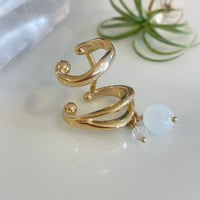 ダブルイヤーカフ　水晶×ムーンストーン