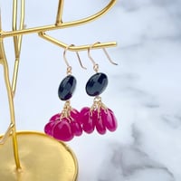 ピアス ブラックオニキス×ワインレッドジェイド