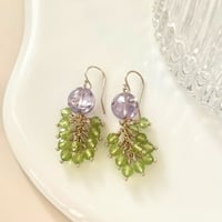 ピアス スモーキーアメジスト×ペリドット