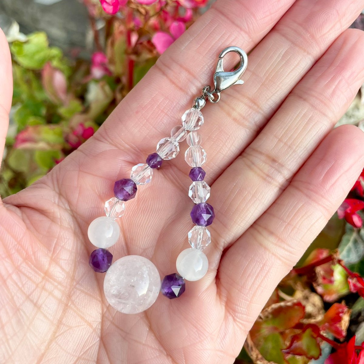 チャーム アメジスト・ヒマラヤアイスクォーツ・ホワイトムーン