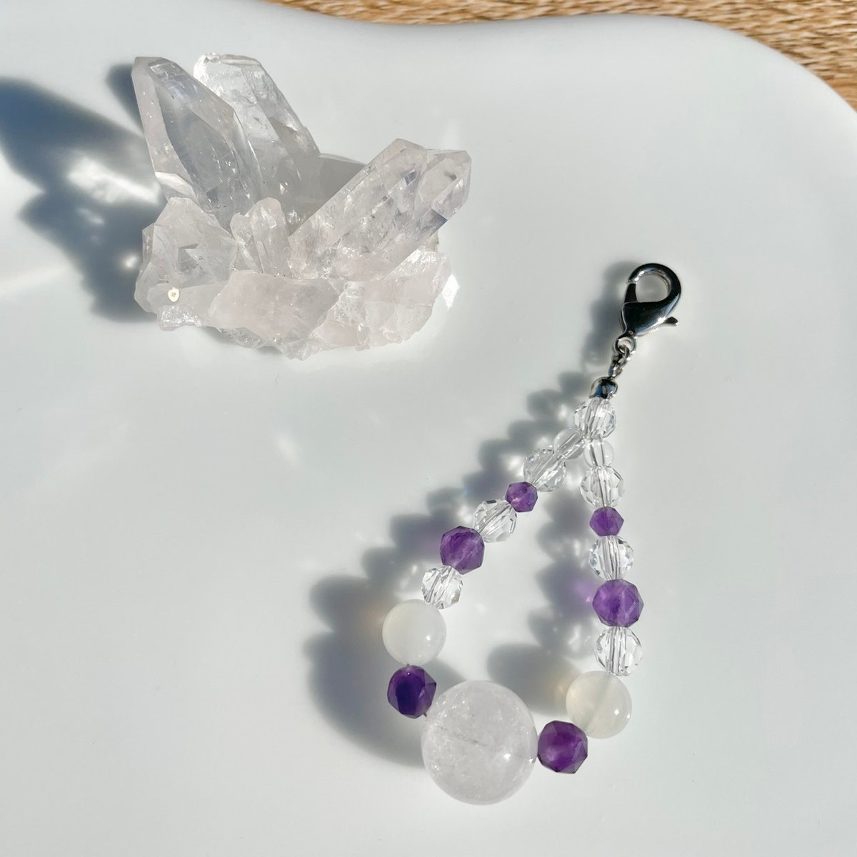 チャーム アメジスト・ヒマラヤアイスクォーツ・ホワイトムーン