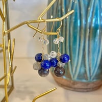ピアス　ラピスラズリ×アイオライト×ラブラドライト