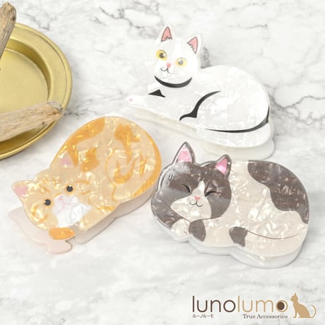 レジンヘアクリップ♡お花見酔っ払い猫ちゃんのヘアクリップ レジンヘアクリップ♡お花見酔っ払い猫ちゃんのヘアクリップ