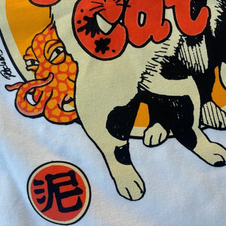 Rockin'Jelly Bean × Muddy Cat イラストTシャツ バニラホワイト