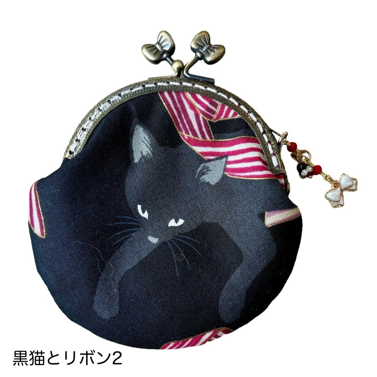 a-yaハンドメイド眠り猫ふんわりがま口ポーチモカの子と小さながま口黒猫 a-yaハンドメイド眠り猫ふんわりがま口ポーチモカの子と小さな