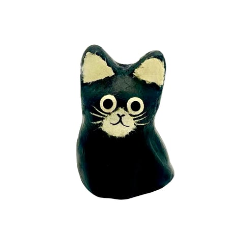 手漉き和紙 ミニ置物 黒猫