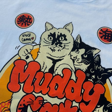 Rockin'Jelly Bean × Muddy Cat イラストTシャツ バニラホワイト
