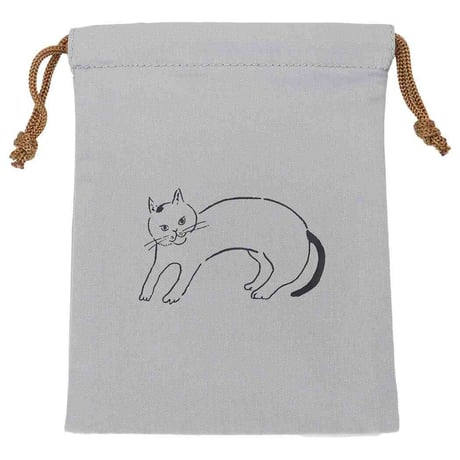 MK60 まんまるミニ巾着⭐️巾着袋 ポーチ ねこ ネコ 猫だらけ♡グレー 