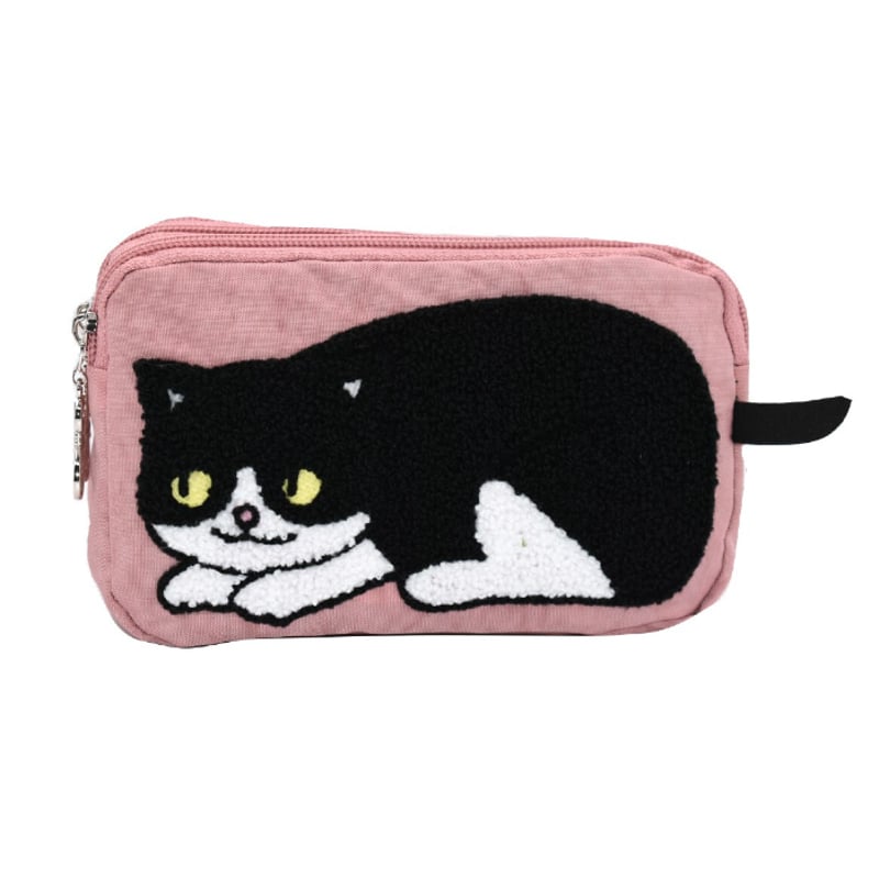 ③【紅い彗星】ハチワレ猫ちゃん　がま口ポーチ　4点 化粧ポーチ 猫 がま口ポーチ 口金入り ノアファミリーファミネコ