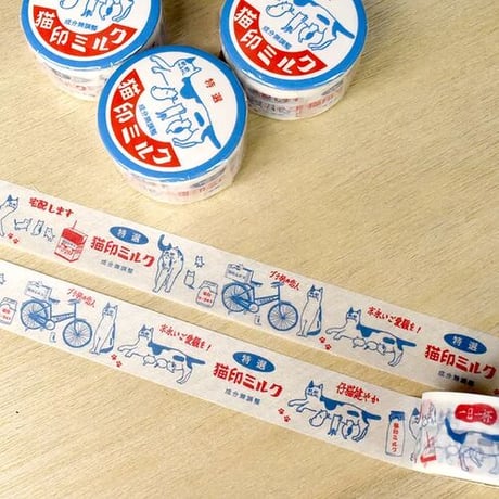 星羊社 猫印ミルク 缶バッチつきマスキングテープ