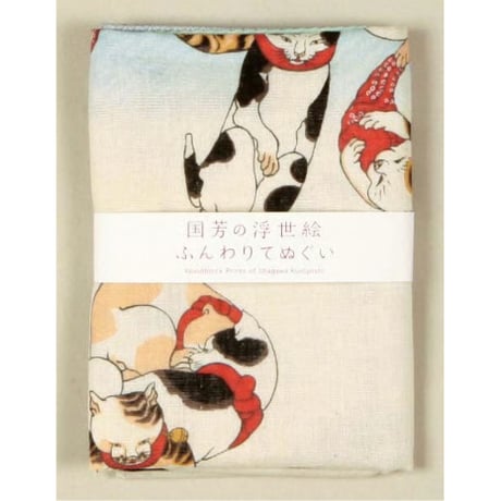 国芳の浮世絵　二重ガーゼ手ぬぐい  蛸とフグ